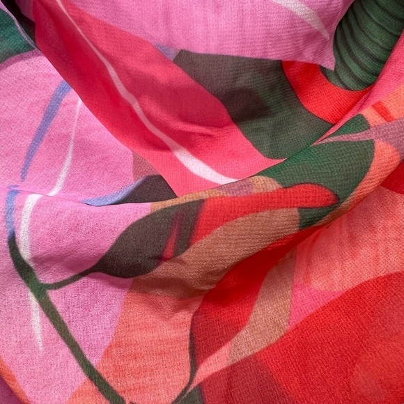 PRETTYLITTLETHING Multi Tropical Pointed Bandeau Mesh Ruched Midaxi Dress 4 - Picture 11 of 11